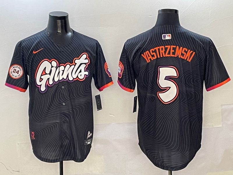 Men San Francisco Giants #5 Yastrzemski Black Second generation Joint Name Nike 2025 MLB Jersey style 7